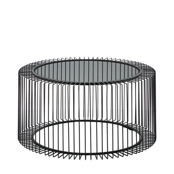 Contemporary Metal Coffee Table Black - Olivia & May: Modern Glass Top, No Assembly Required
