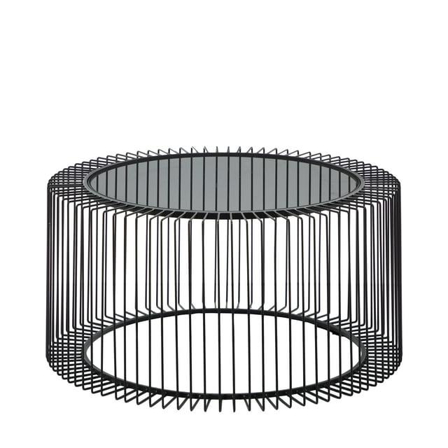 Contemporary Metal Coffee Table Black - Olivia & May: Modern Glass Top, No Assembly Required