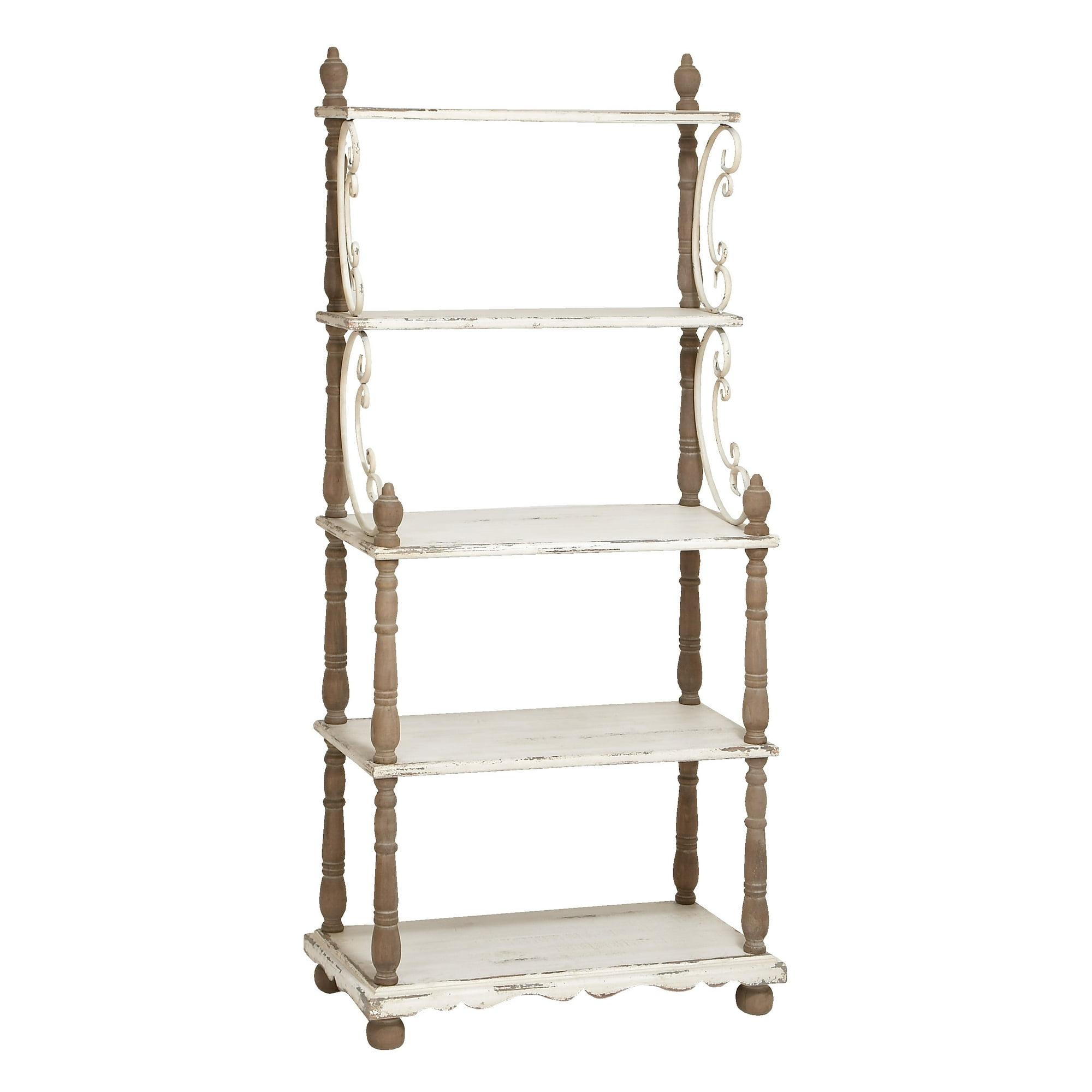 75" x 32" Farmhouse Wood Shelving Unit Off White - Olivia & May: 5-Tier Storage Bookcase