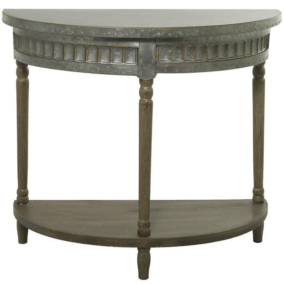 Traditional Half Round Side Table Beige - Olivia & May: Sturdy Iron Entryway Console with Shelf