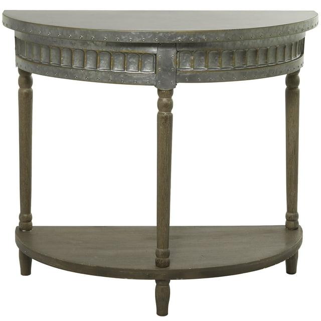 Traditional Half Round Side Table Beige - Olivia & May: Sturdy Iron Entryway Console with Shelf