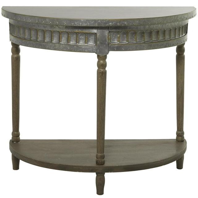 Traditional Half Round Side Table Beige - Olivia & May: Sturdy Iron Entryway Console with Shelf