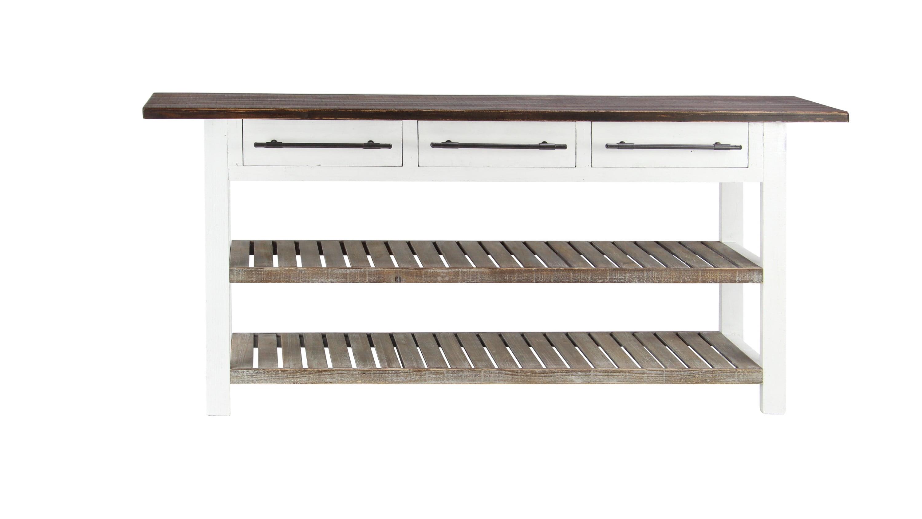 Farmhouse Chic 71" Cedar Brown and Daisy White Console Table with Storage