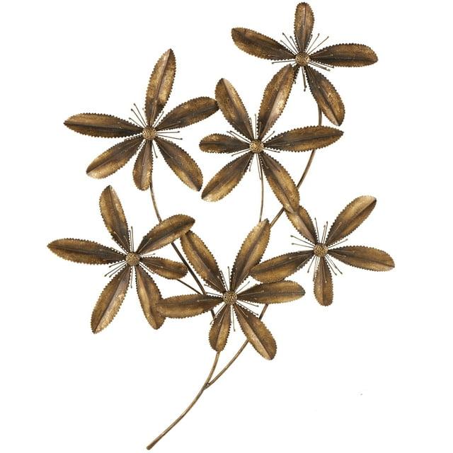 DecMode Gold Metal 3D Floral Wall Decor