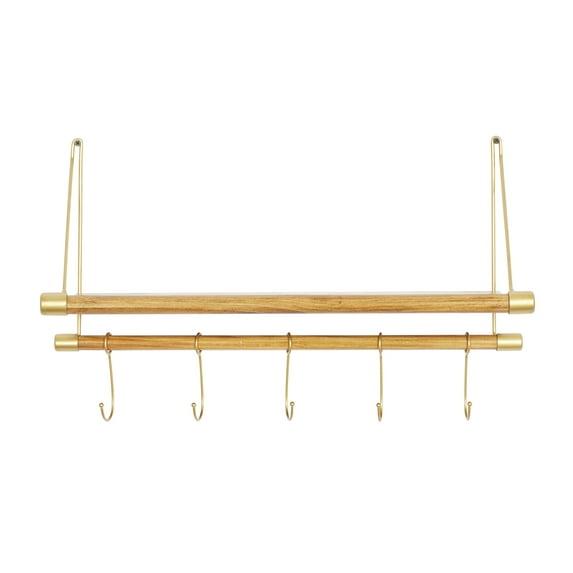DecMode Gold Wood Contemporary Wall Hook