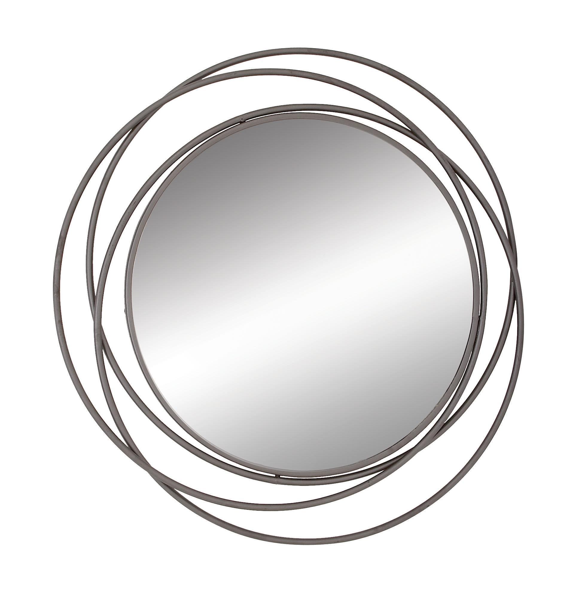 Elegant Overlapping Rings 42" Round Wood and Metal Wall Mirror