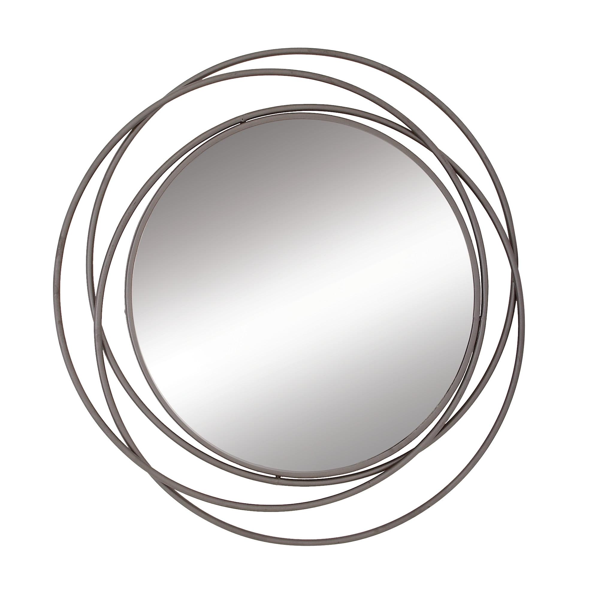 Elegant Overlapping Rings 42" Round Wood and Metal Wall Mirror