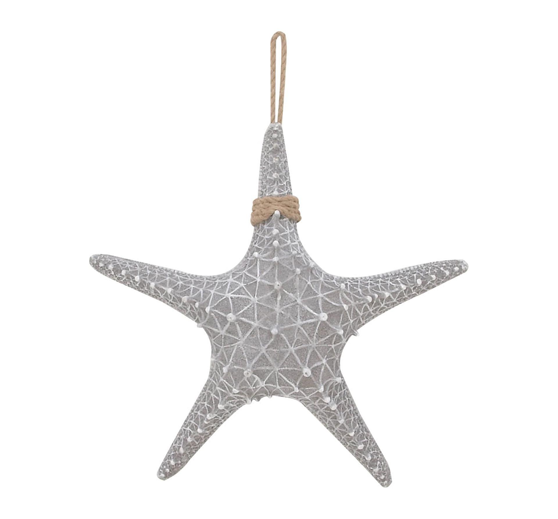 Gray Resin Starfish Wall Sculpture with Twisted Cord Accent