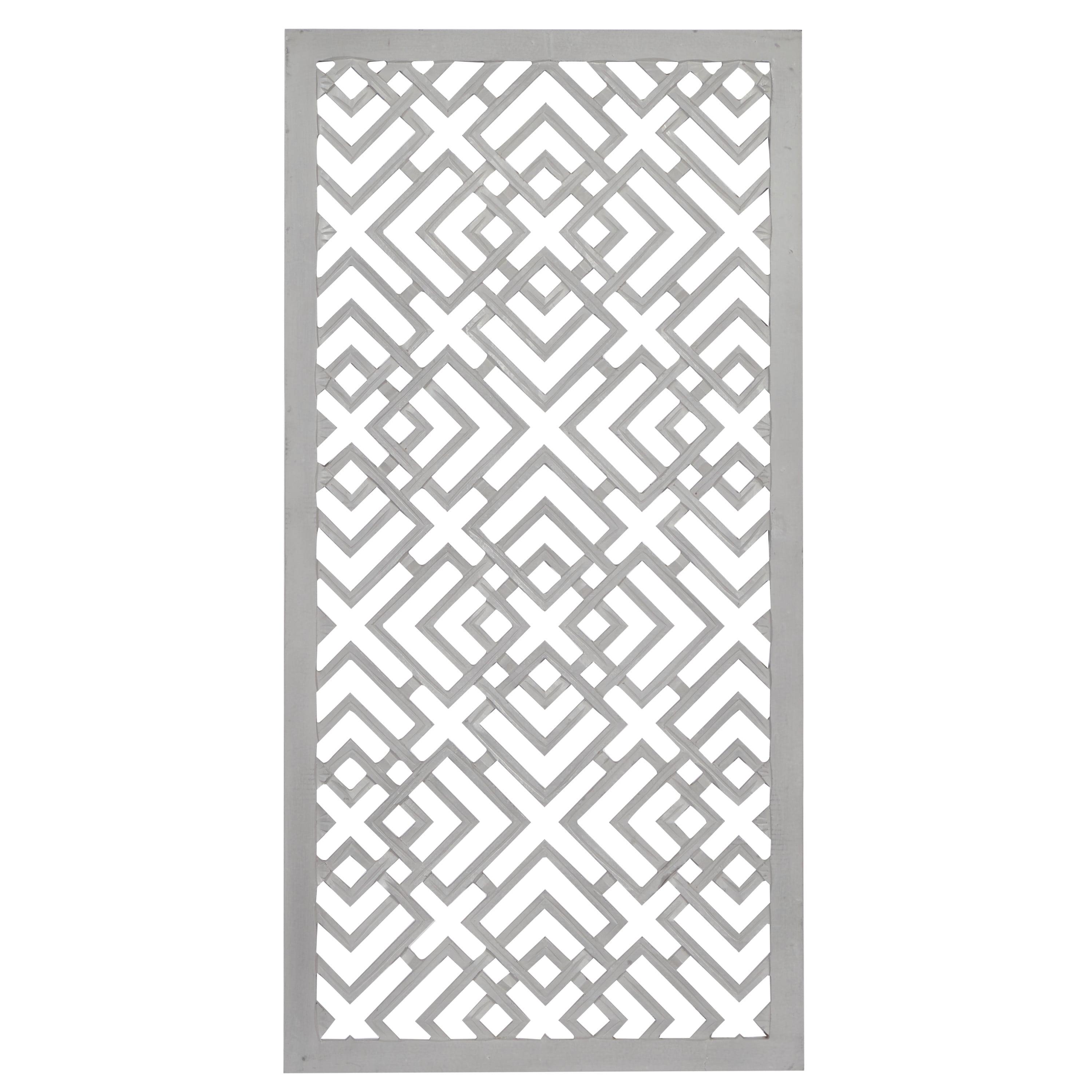 DecMode Gray Wood Carved Geometric Wall Decor