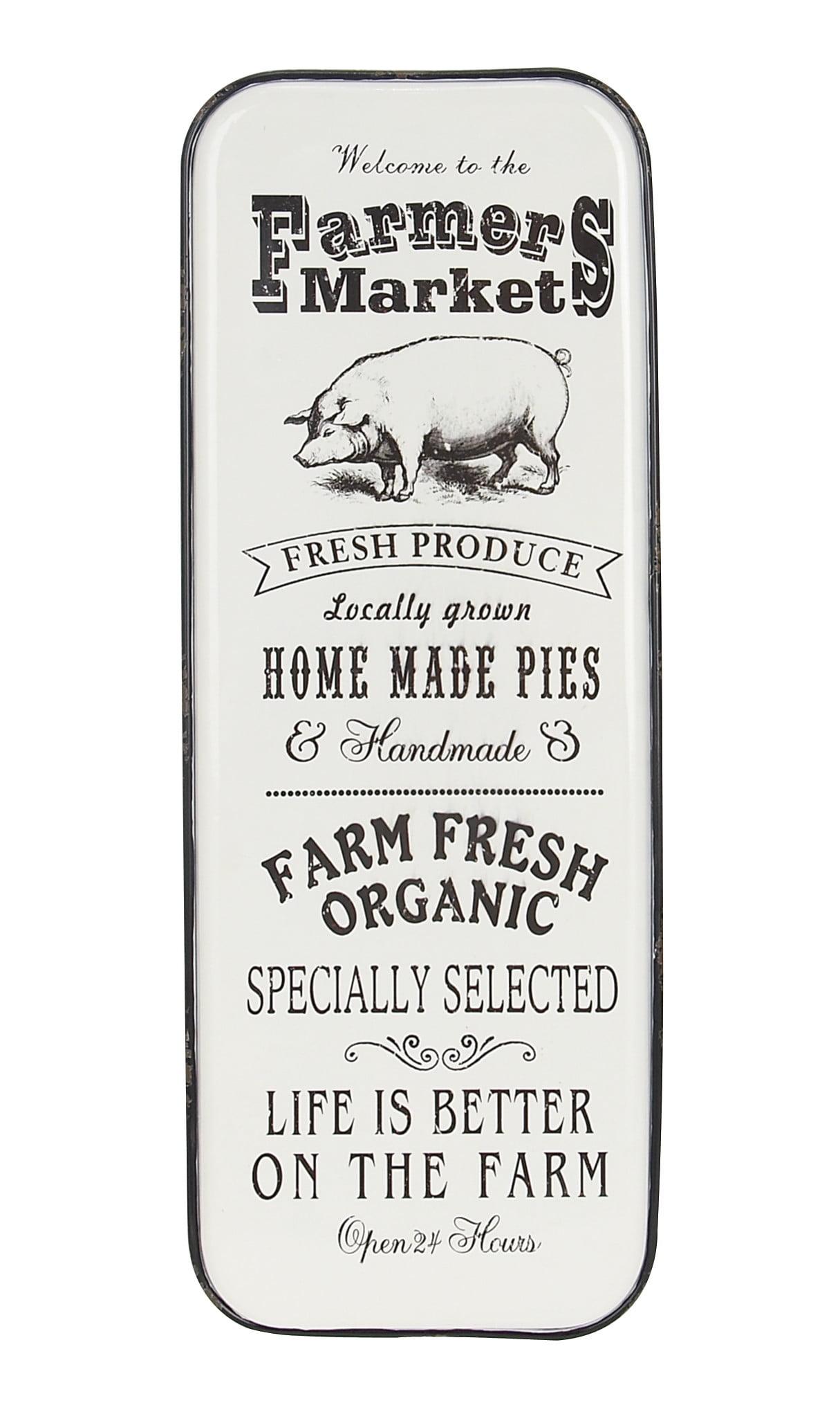 42" x 16" Vintage Country Iron Farmhouse Metal Sign Wall Decor Black - Olivia & May: Glazed White Rectangular Panel