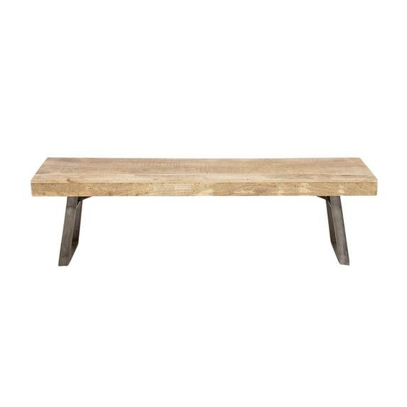Natural Solid Wood Bench Light Brown - Olivia & May: Rustic Entryway, 3-Person Seating