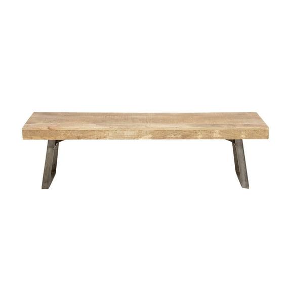 Natural Solid Wood Bench Light Brown - Olivia & May: Rustic Entryway, 3-Person Seating