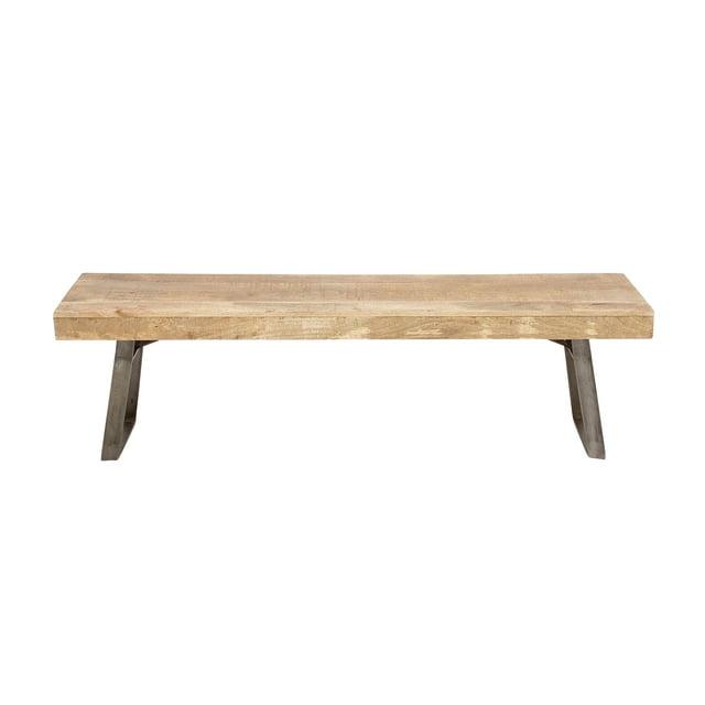 Natural Solid Wood Bench Light Brown - Olivia & May: Rustic Entryway, 3-Person Seating