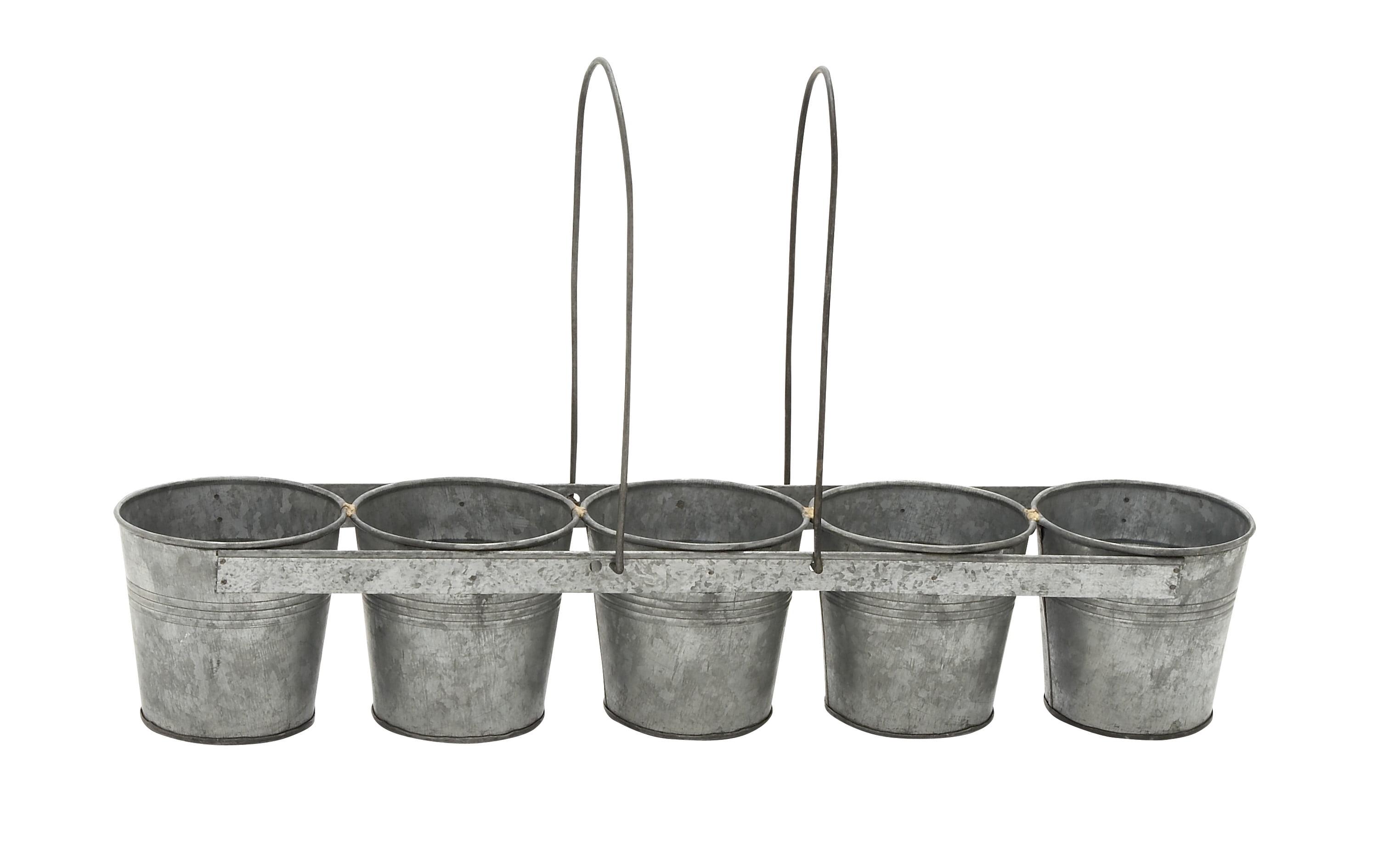 23" Gray Iron 5-Pail Farmhouse Planter with Arched Handles