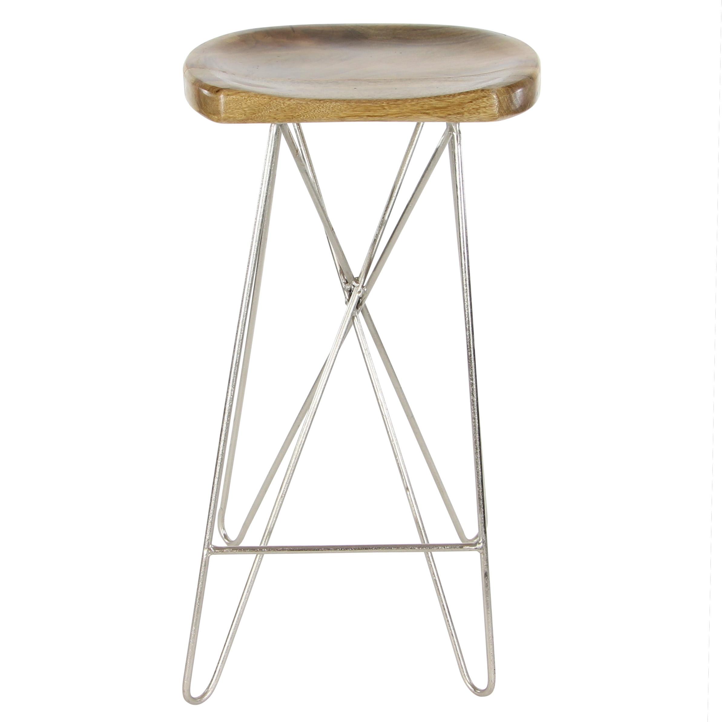 Adjustable Saddle-Style 30" Bar Stool in Brown Wood and Acrylic