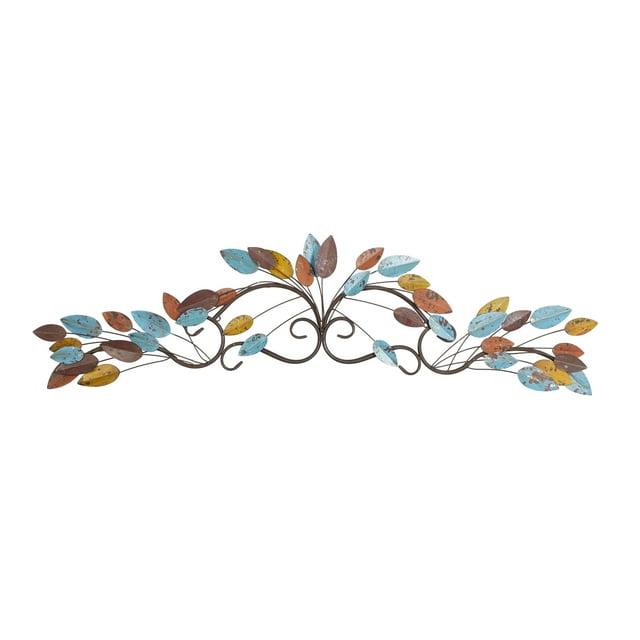 DecMode Multi Colored Metal Leaf Wall Decor