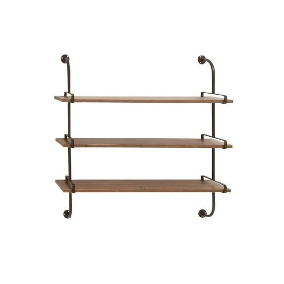 Wood 3 Level Wall Shelf with Metal Brackets