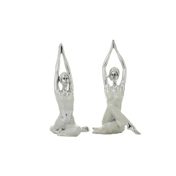 DecMode Polystone Glam People Sculpture, Silver, 2 - Pieces