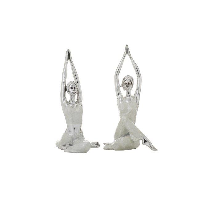 DecMode Polystone Glam People Sculpture, Silver, 2 - Pieces