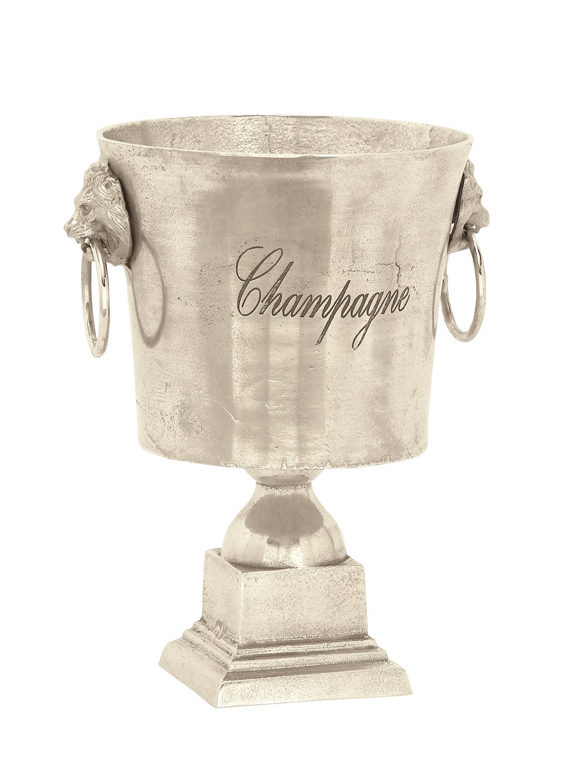 Silver Aluminum Two-Bottle Champagne Ice Bucket with Stand