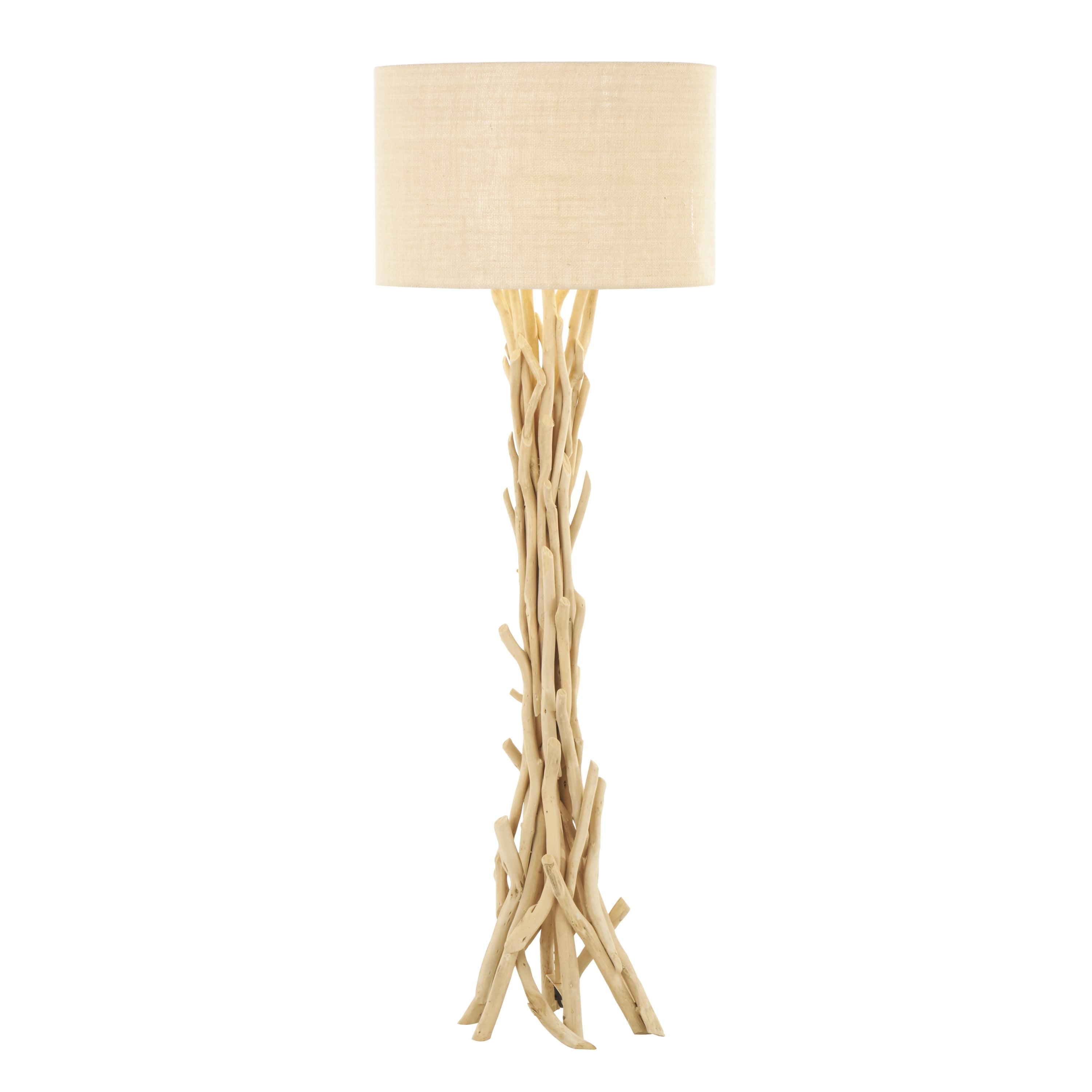 Rustic Floor Lamp Beige - Olivia & May: Natural Driftwood Design, Indoor Use, E26, 59" Post