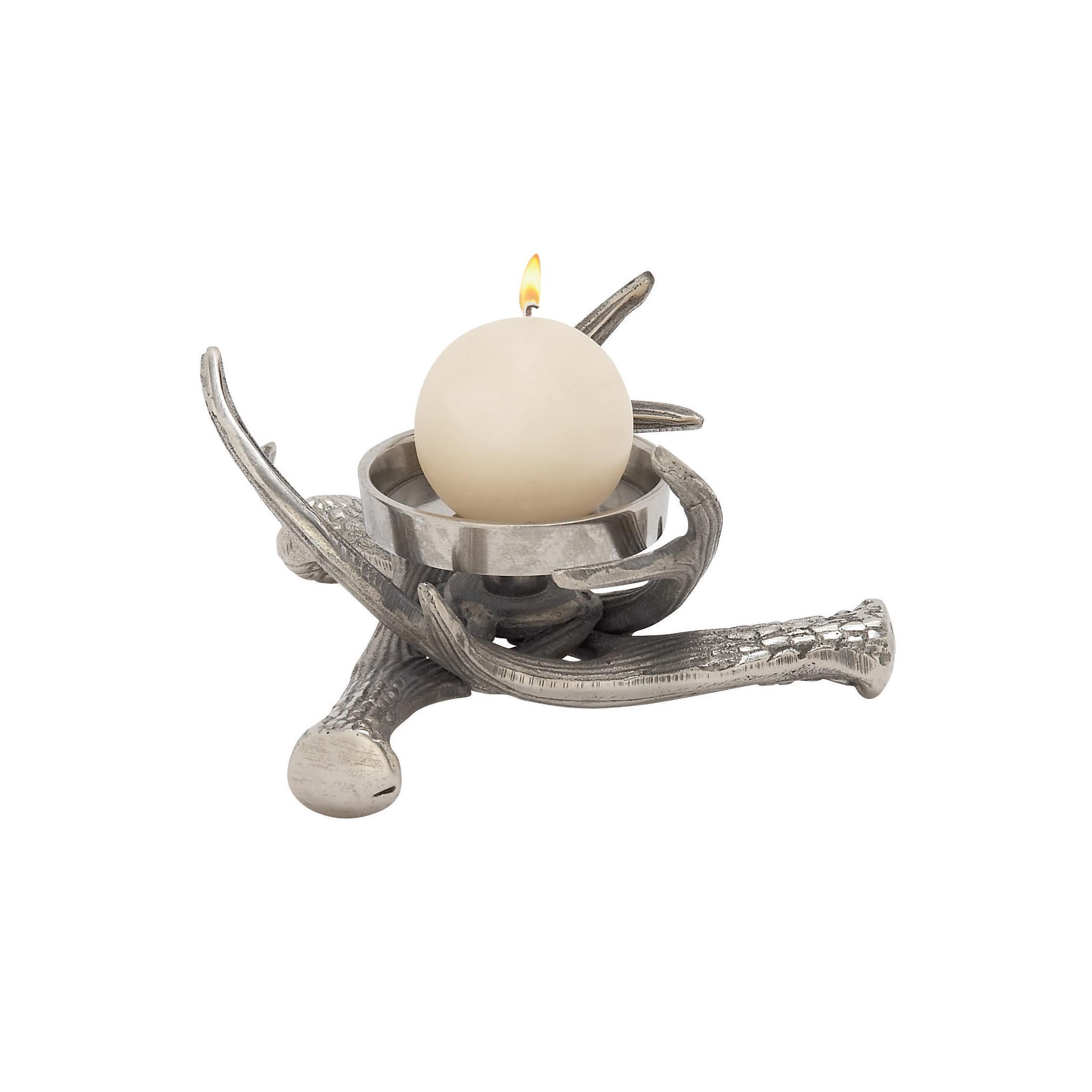 Millwood Pines Aluminum Metal Antler Decorative Candle Holder