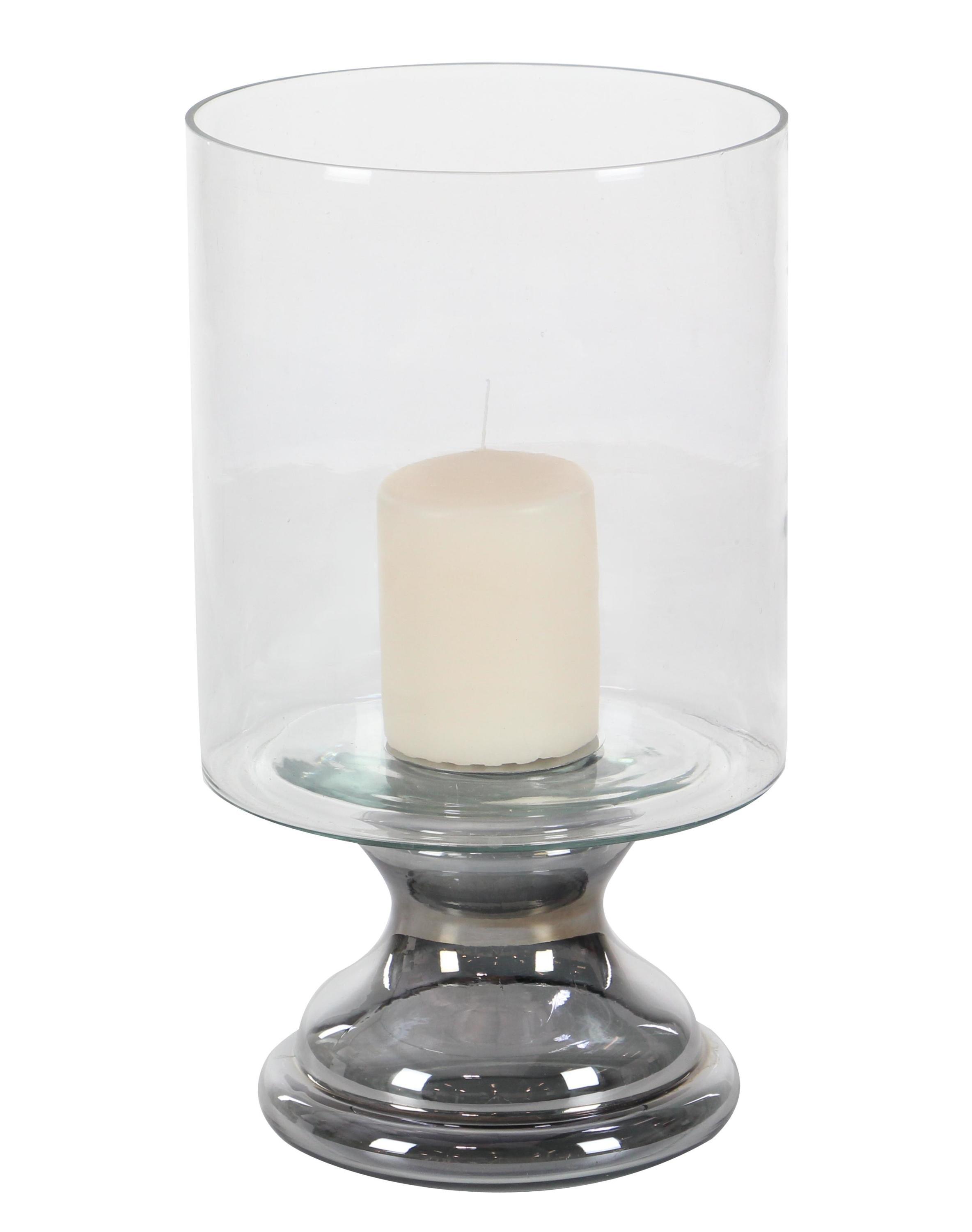 Large Silver Glass Hurricane Candle Lantern