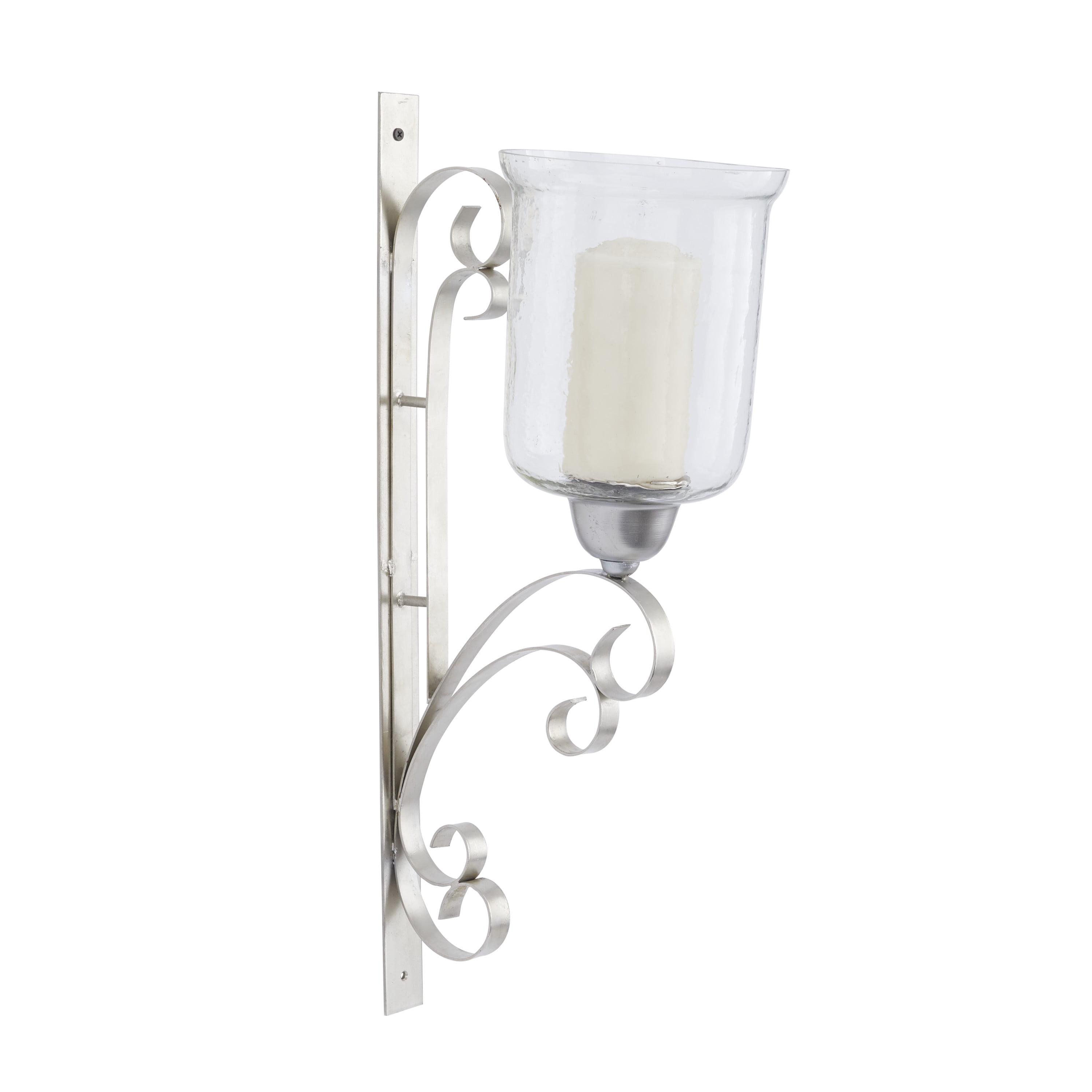 Silver Satin Metal Traditional Wall Sconce with Glass Shade