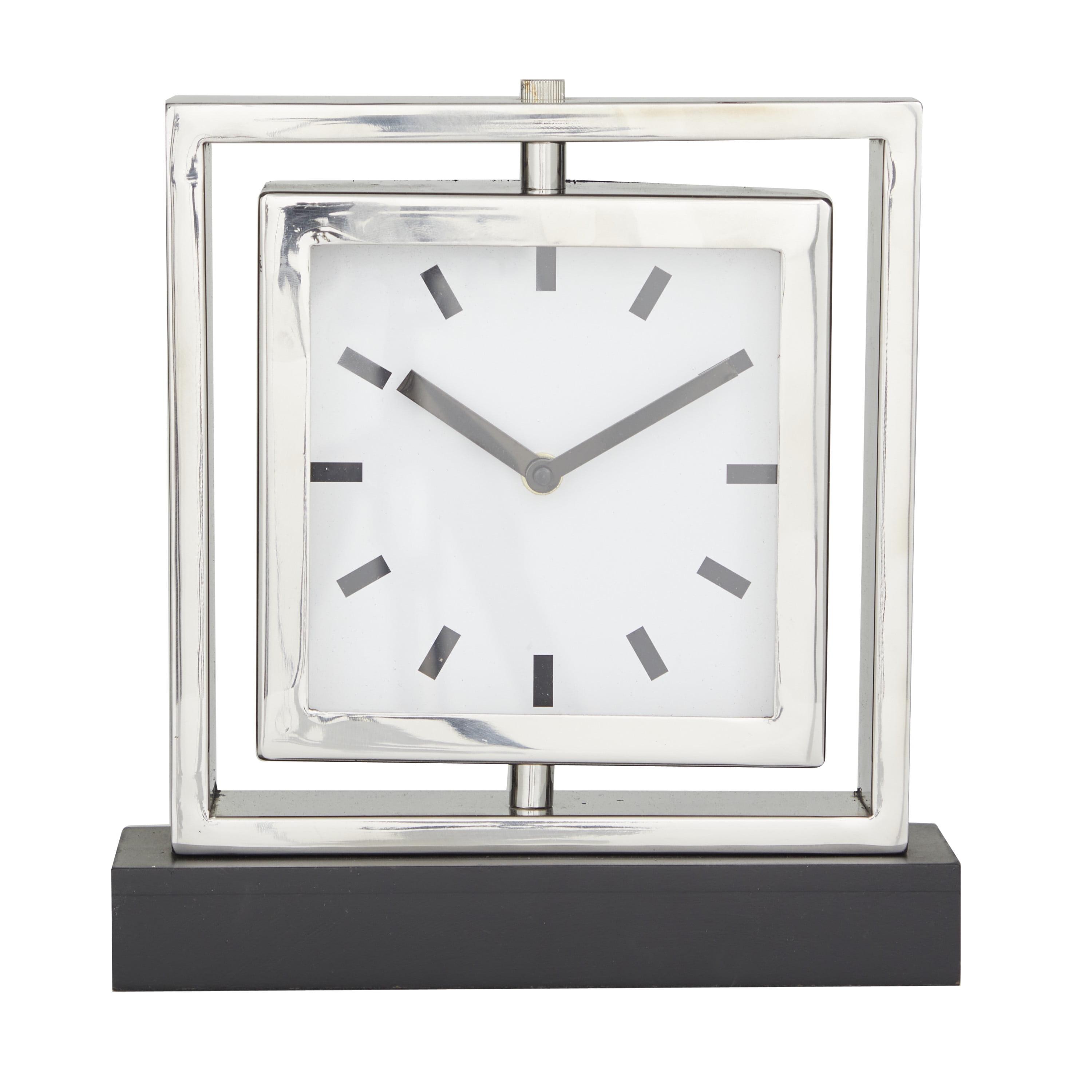 Elegant 10" Silver Quartz Table Clock with Roman Numerals