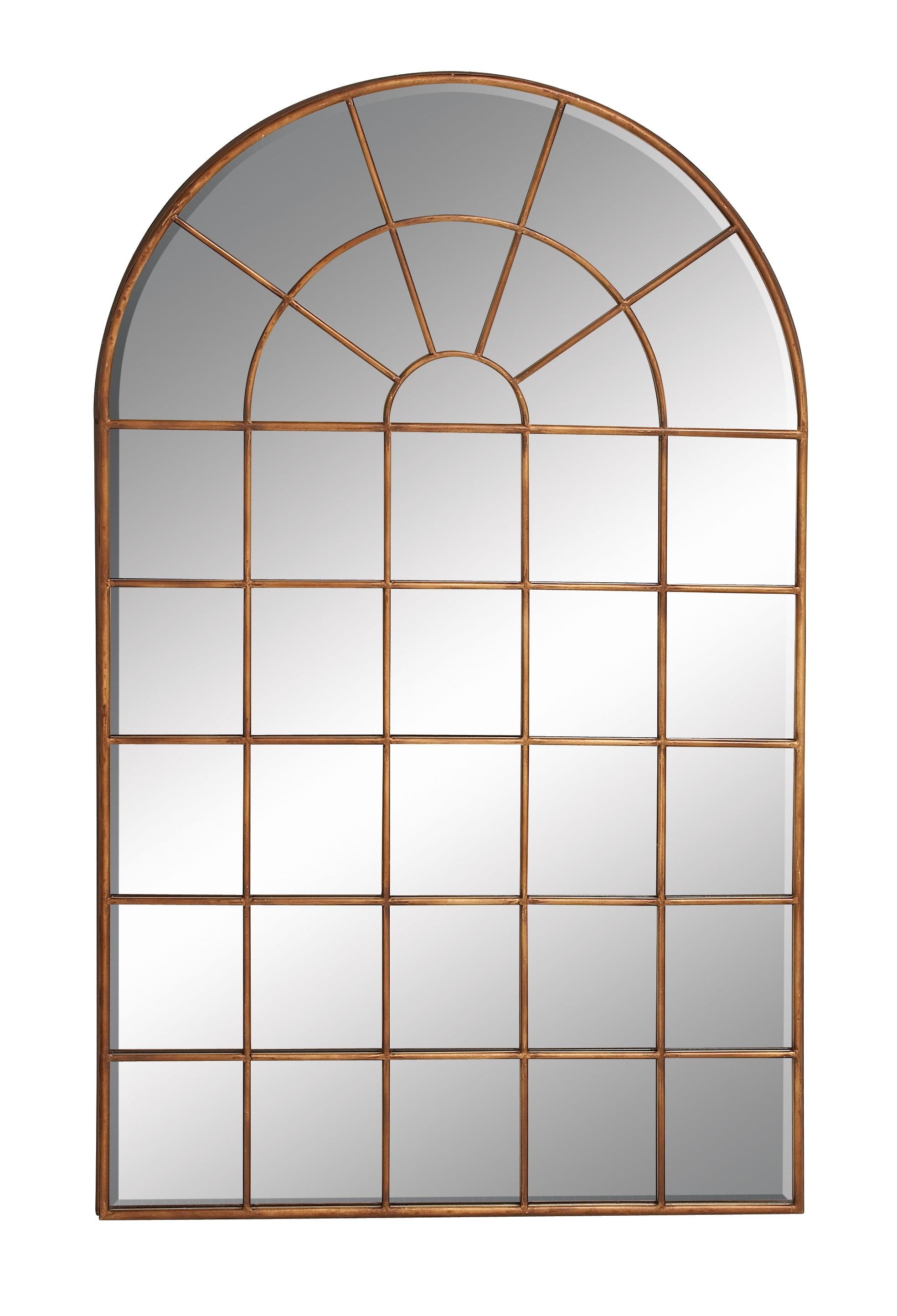 Bronze Arch Windowpane Full Length Wall Mirror