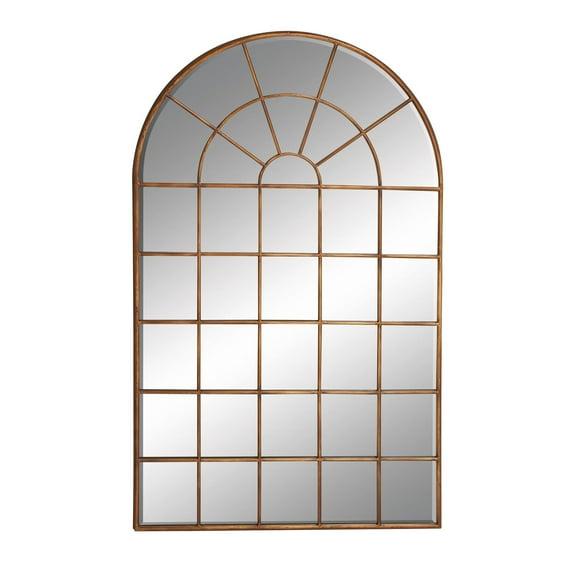 DecMode Traditional Windowpane Style Metal Wall Mirror with Polished Brown Finish, 34"W x 56"H