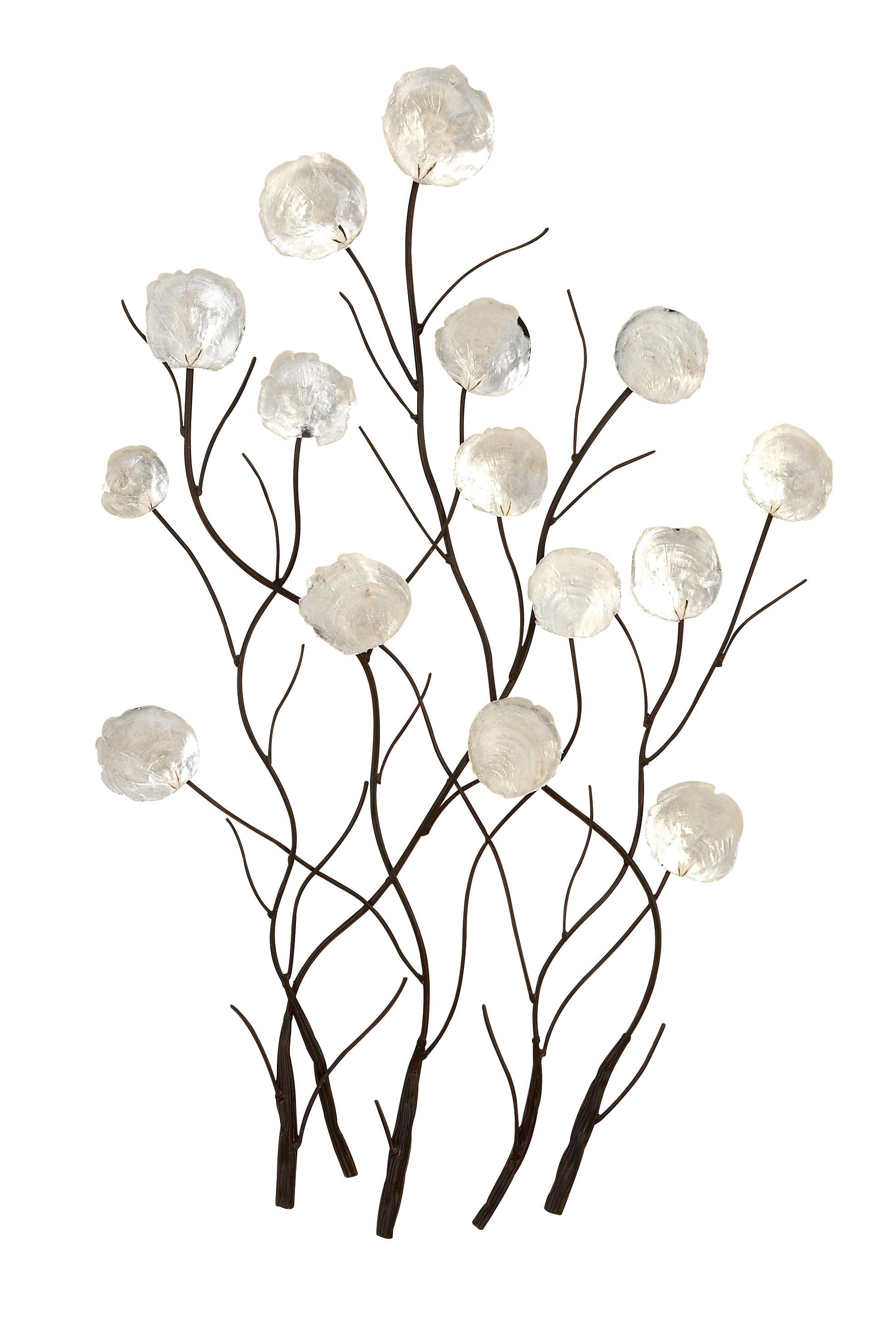 Metal Floral Wall Decor with Capiz Accents White - Olivia & May