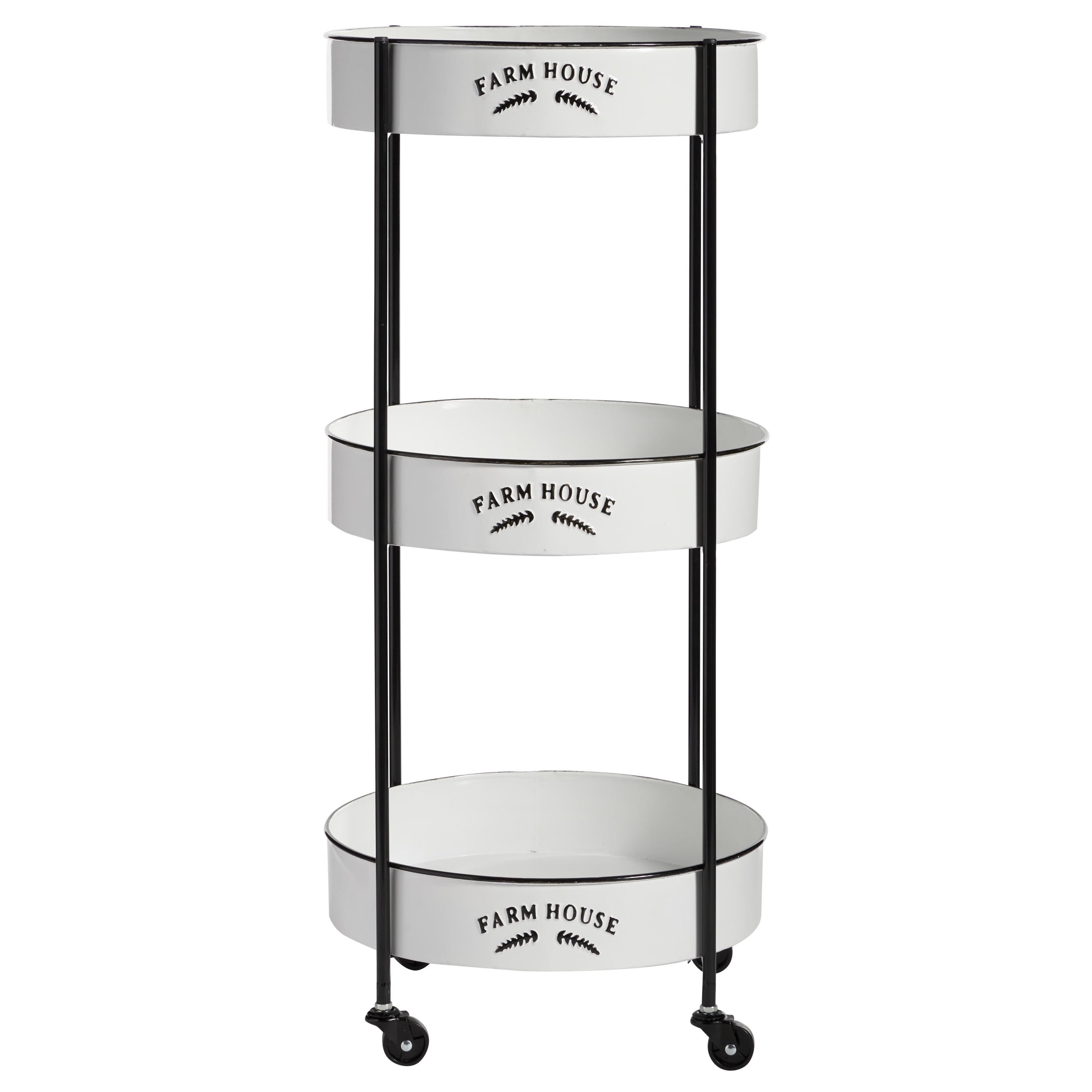 34'' x 16'' Farmhouse Metal Storage Cart White - Olivia & May: Decorative Storage Bins, Tabletop Bin, Adult Assembly Required
