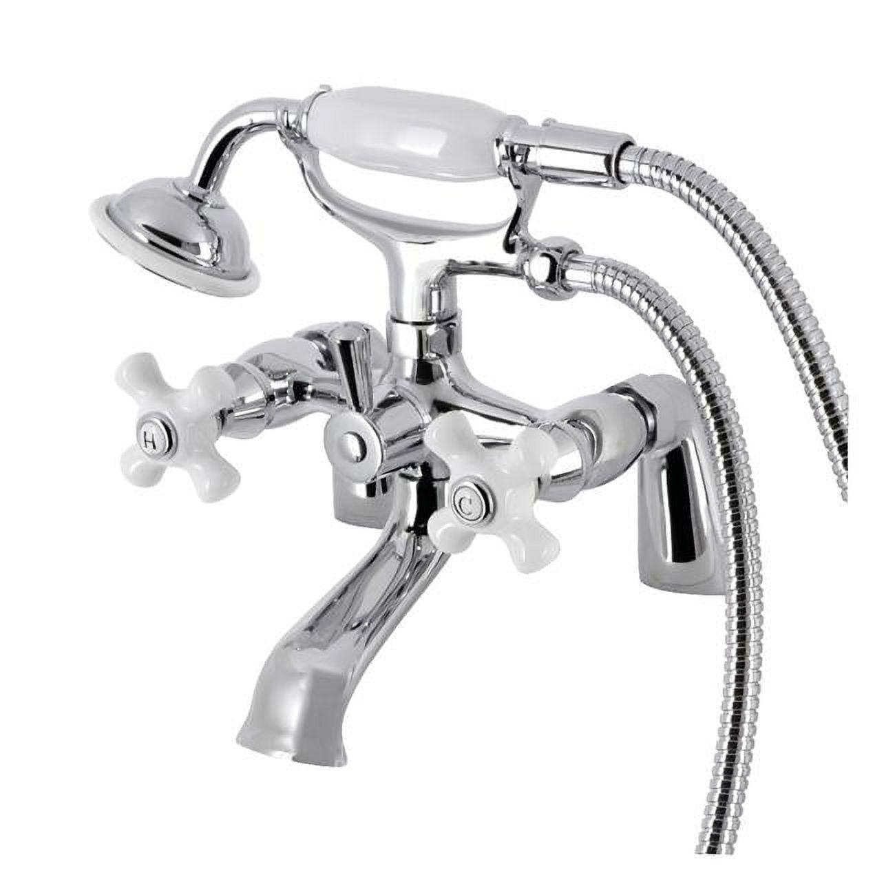 7'' Polished Chrome Triple Handle Deck Mount Clawfoot Tub Faucet