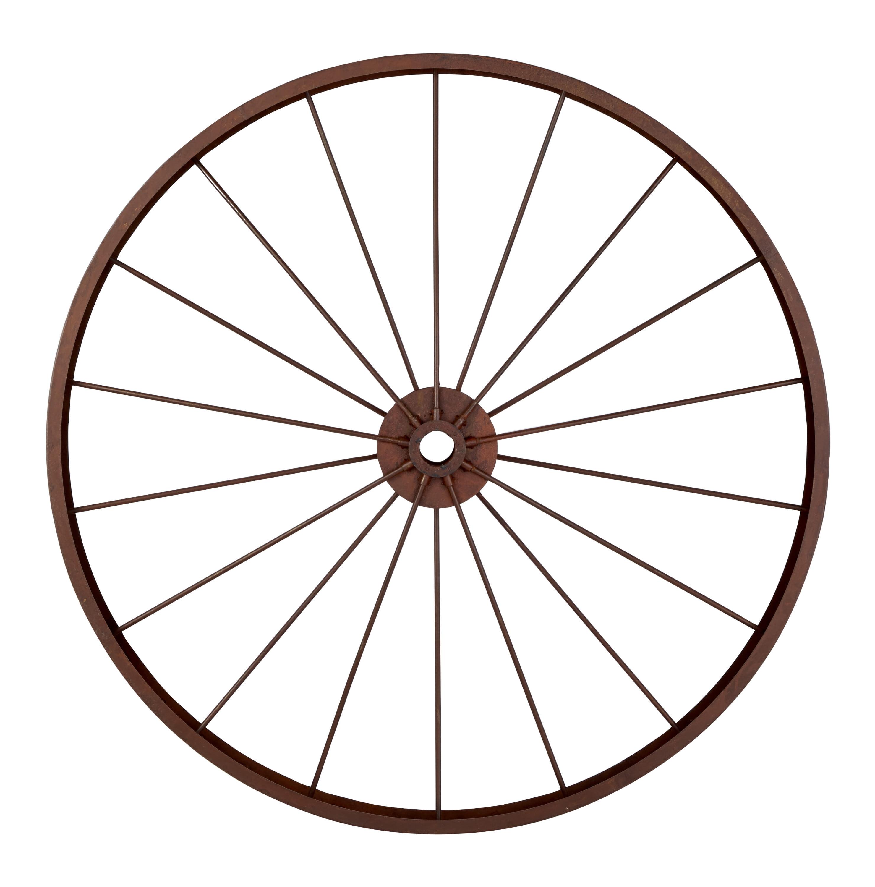 Decmode Large Red Metal Wheel Wall Decor, 43"