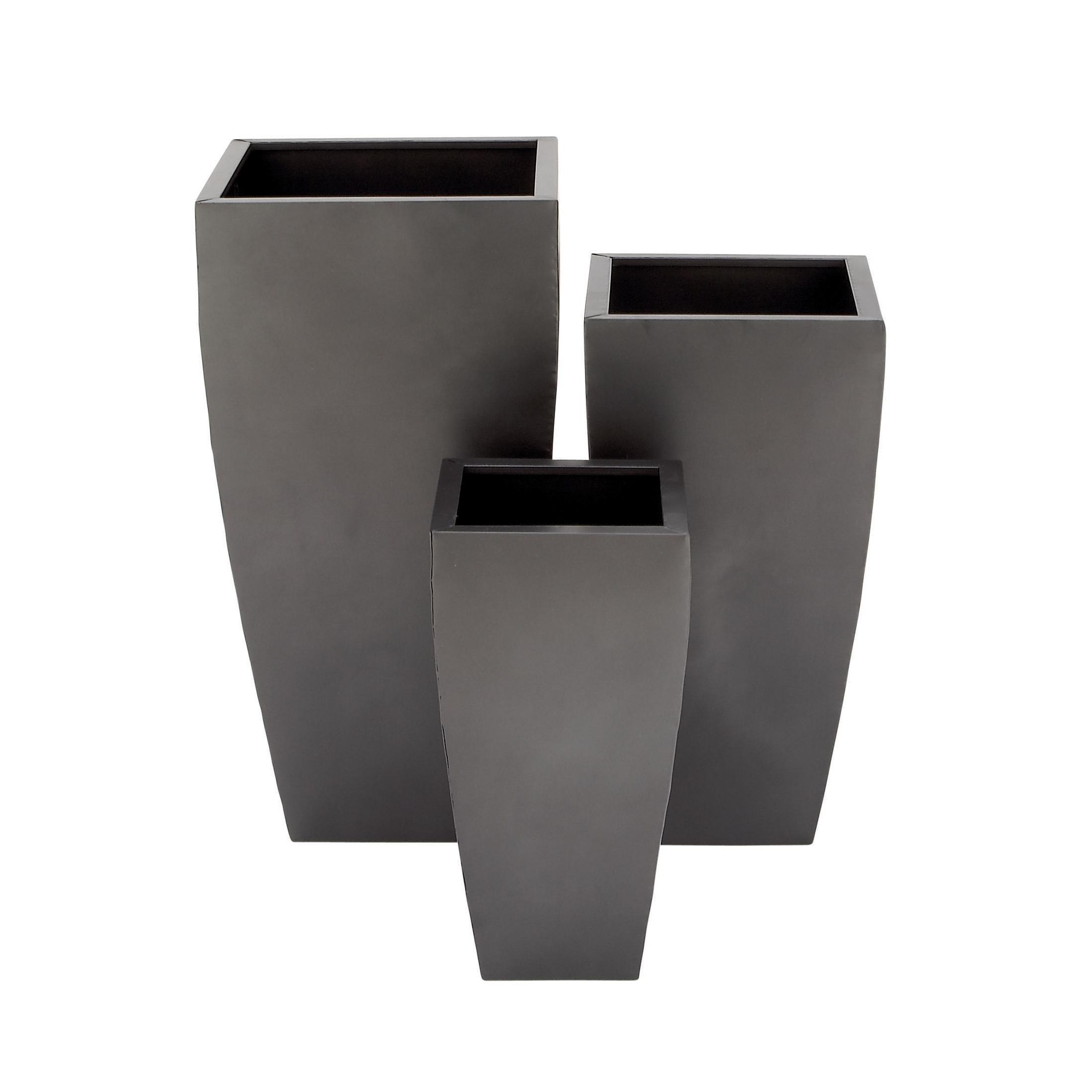 Set of 3 Modern Rectangular Metal Planters Black - Olivia & May: Iron Construction, Indoor/Outdoor Use, No Drainage Holes