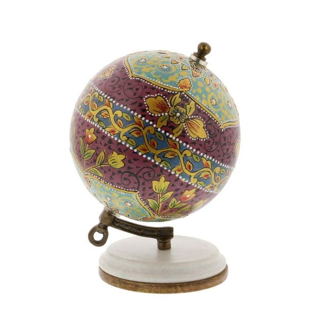 Decmode Modern 7 Inch Multicolored Resin And Wood Decorative Lattice Globe, Multicolor