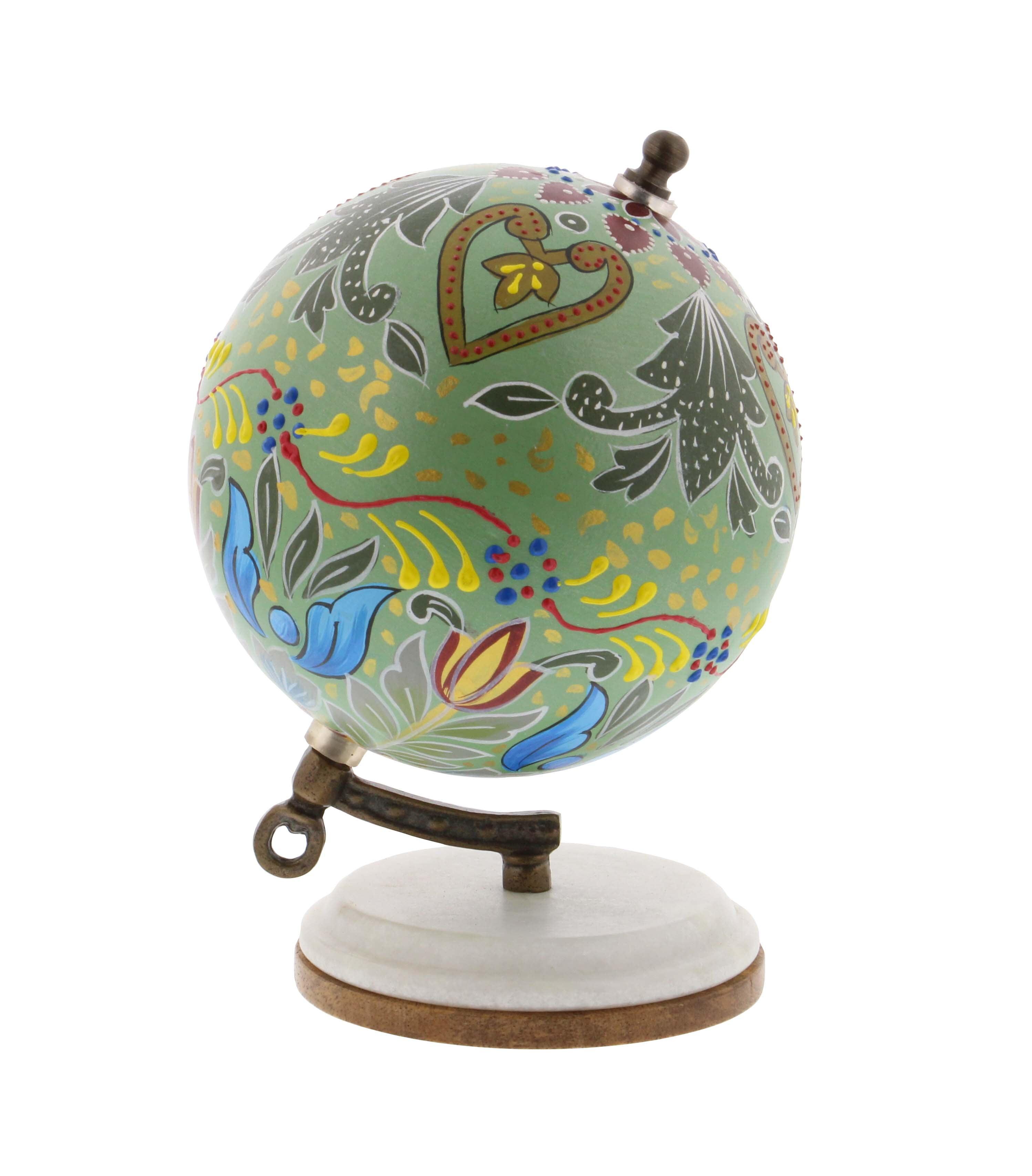 Decmode Modern 7 Inch Resin And Wood Decorative Lattice Globe, Multicolor