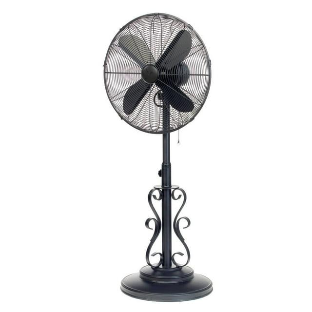 DecoBREEZE Adjustable Height Oscillating Outdoor Pedestal Fan, 18-Inch, Ebony