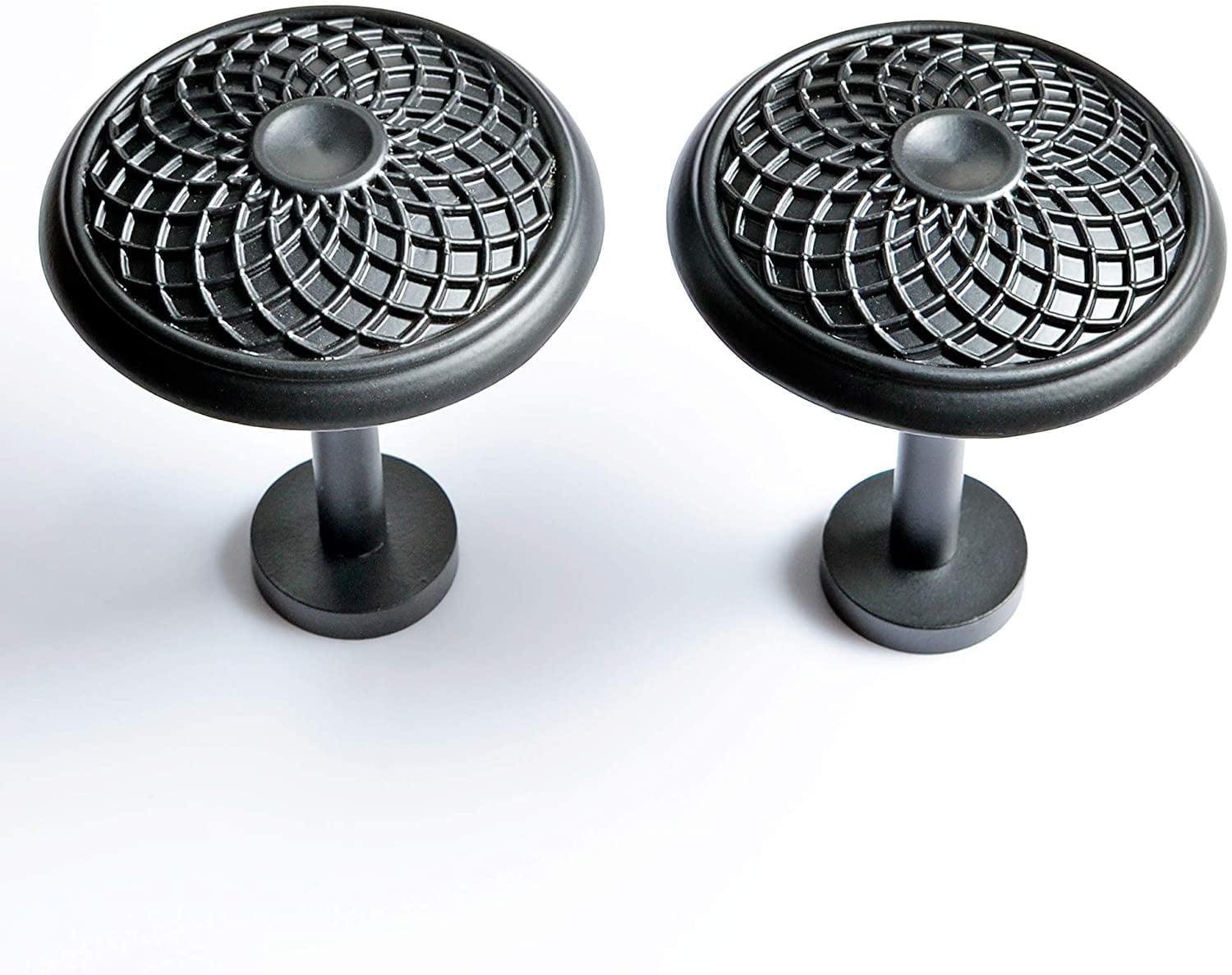 Deco Window 2 Pcs Curtain Holdback for Curtains Wall Mounted Metal Drapery Disc Leaf Hook for Sheer and Blackout Panels (Black Matt)