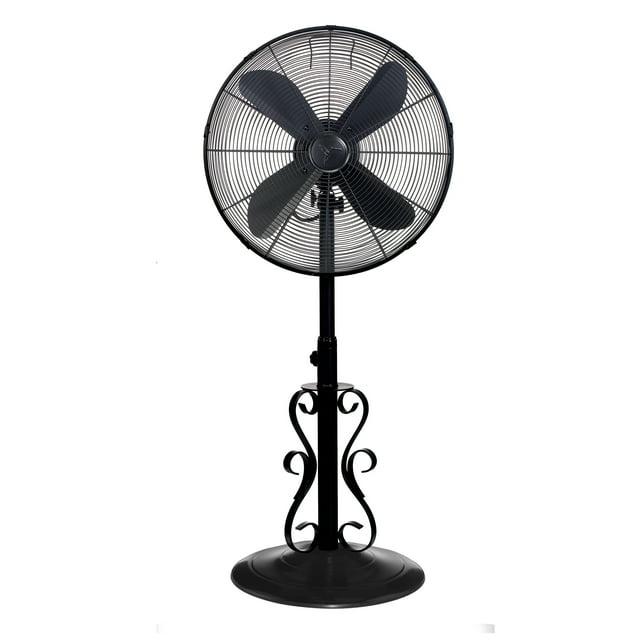 DecoBREEZE Adjustable Height Oscillating Outdoor Pedestal Fan, 18-Inch, Ebony