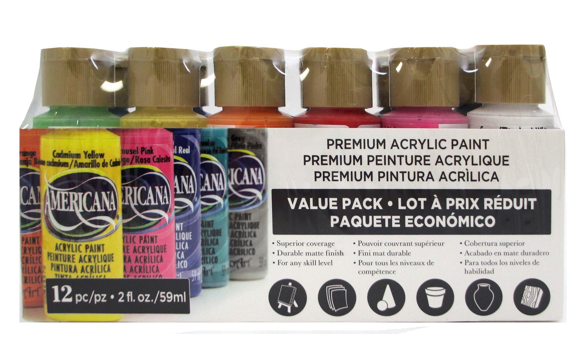 Matte Acrylic Paint Set for Fabric and Wood, 24 Fl Oz