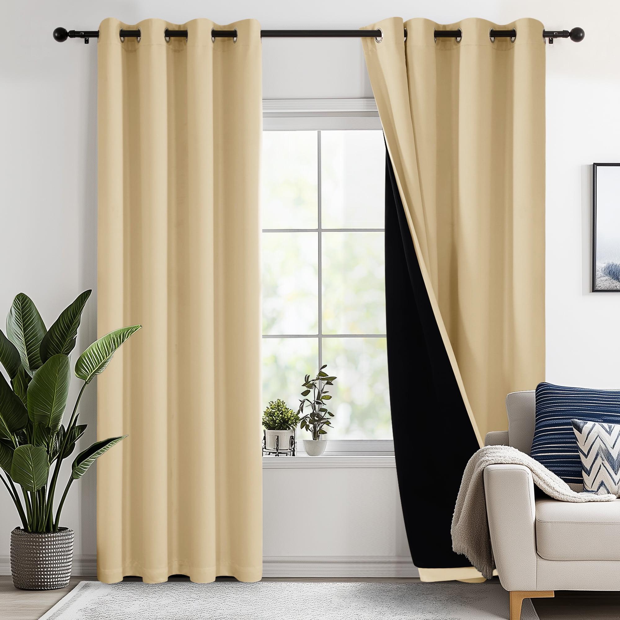 Deconovo Total Blackout Curtains for Living Room, Thermal Insulated, 2 Panels, 52"x63", Burlywood