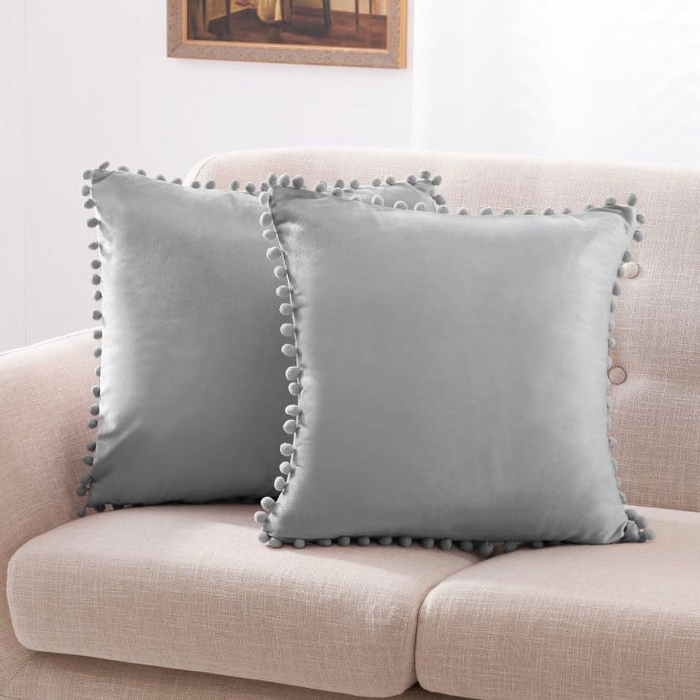 Deconovo Pom-poms Velvet Reversible Pillow Cover (Set of 2)