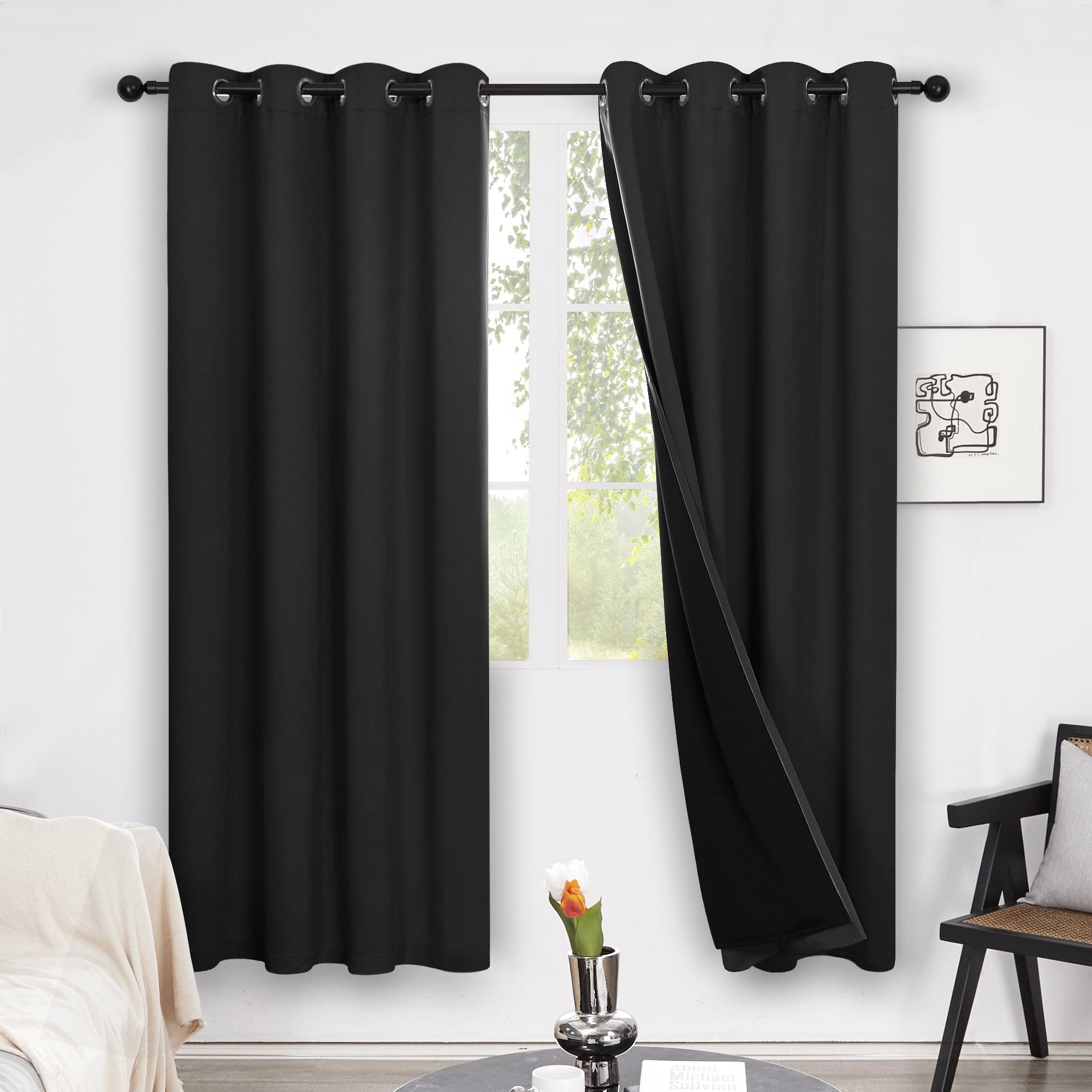 Black 52 x 63 Inch Polyester Blackout Curtains with Grommets