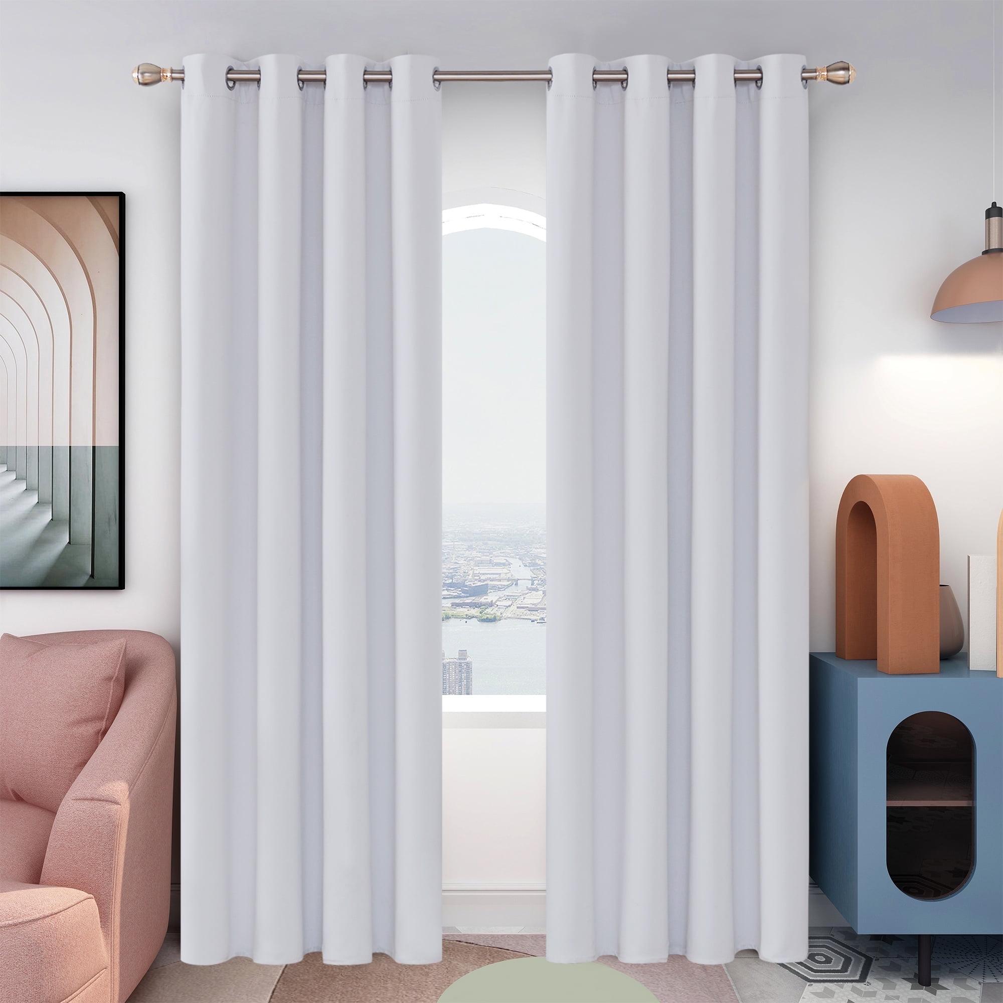 Deconovo White Blackout Curtains for Bedroom - Grommet Thermal Insulated Room Darkening Curtains, 2 Panels