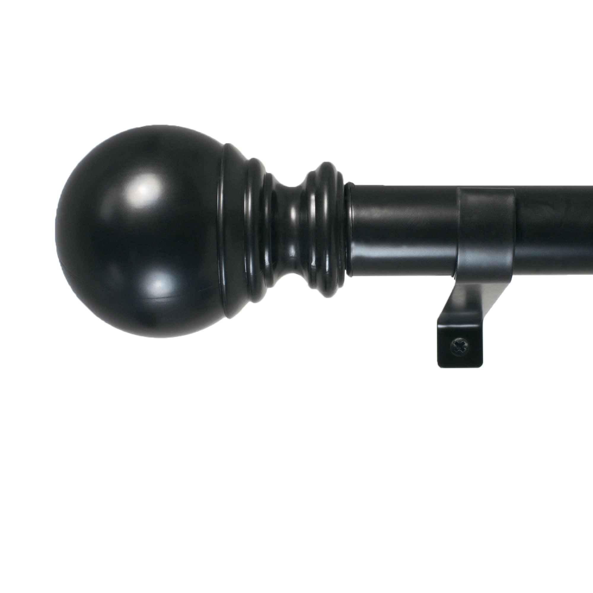 Decopolitan 1" Diameter Ball Telescoping Drapery Rod Set 18-36" Black