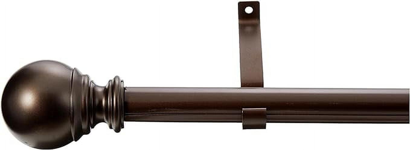 Bronze Adjustable Single Curtain Rod with Ball Finials 18-36"