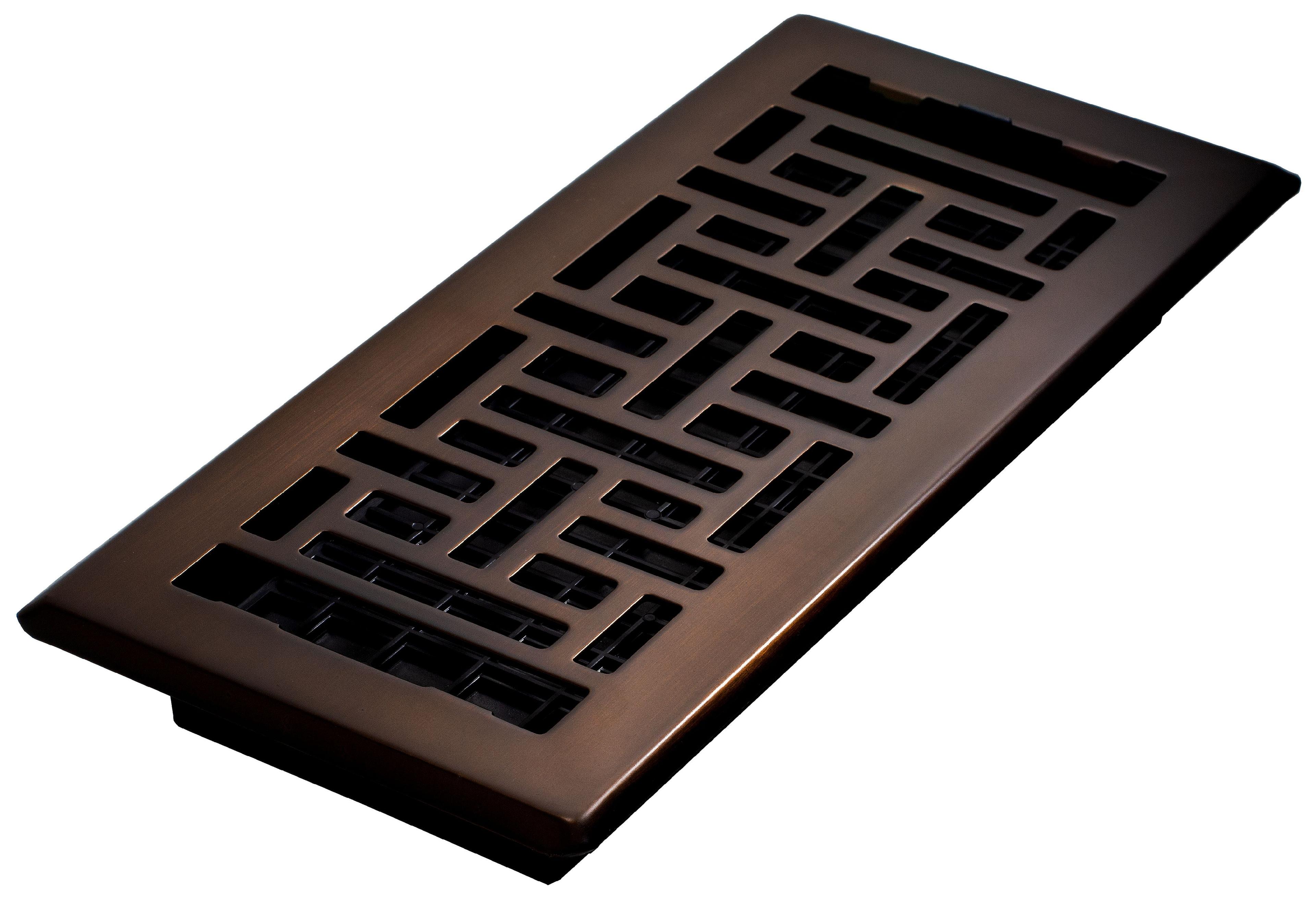 Decor Grates 4" x 10" Oriental Design Steel Plated Rubbed Bronze Floor Register