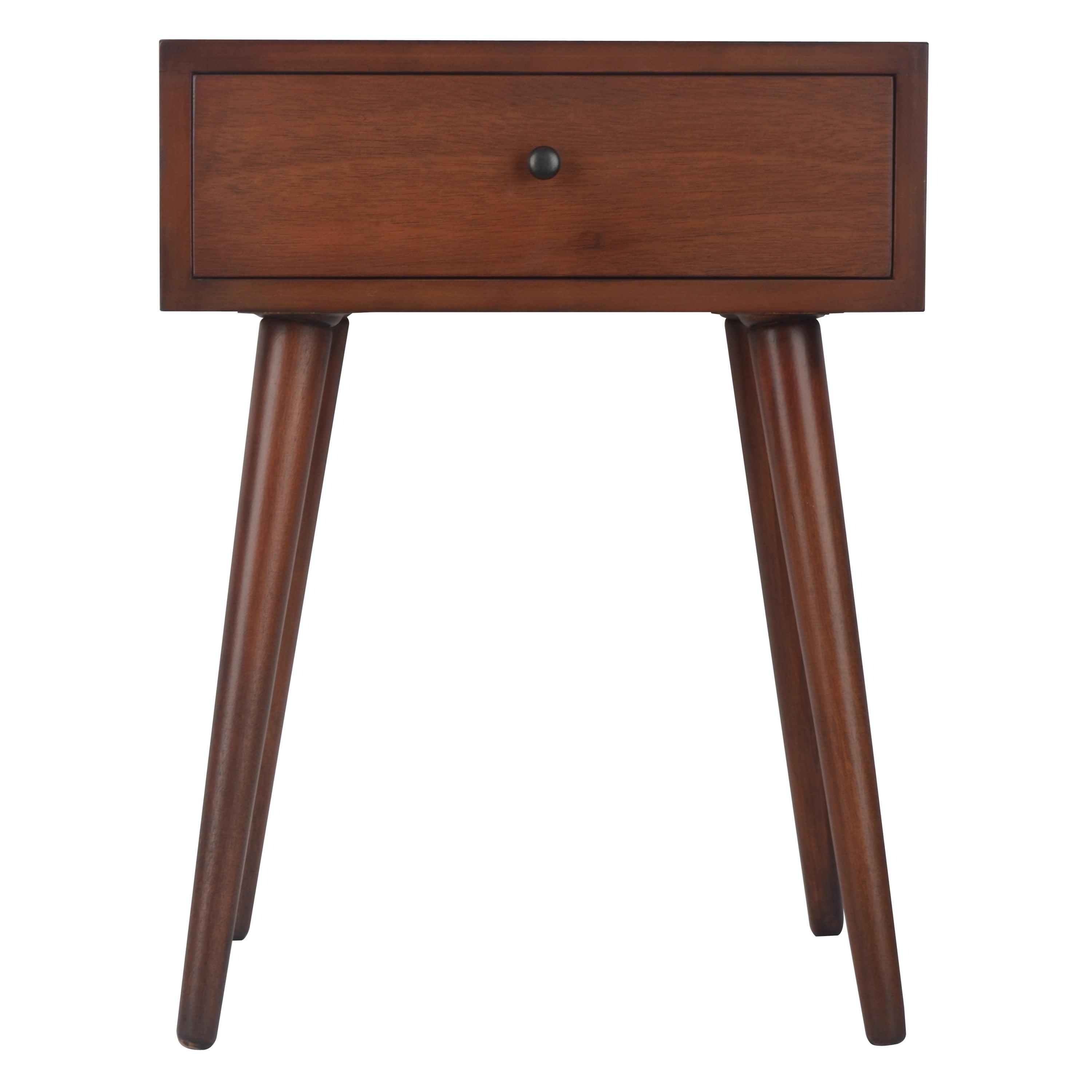 Mid-Century Modern Walnut Side Table with Storage